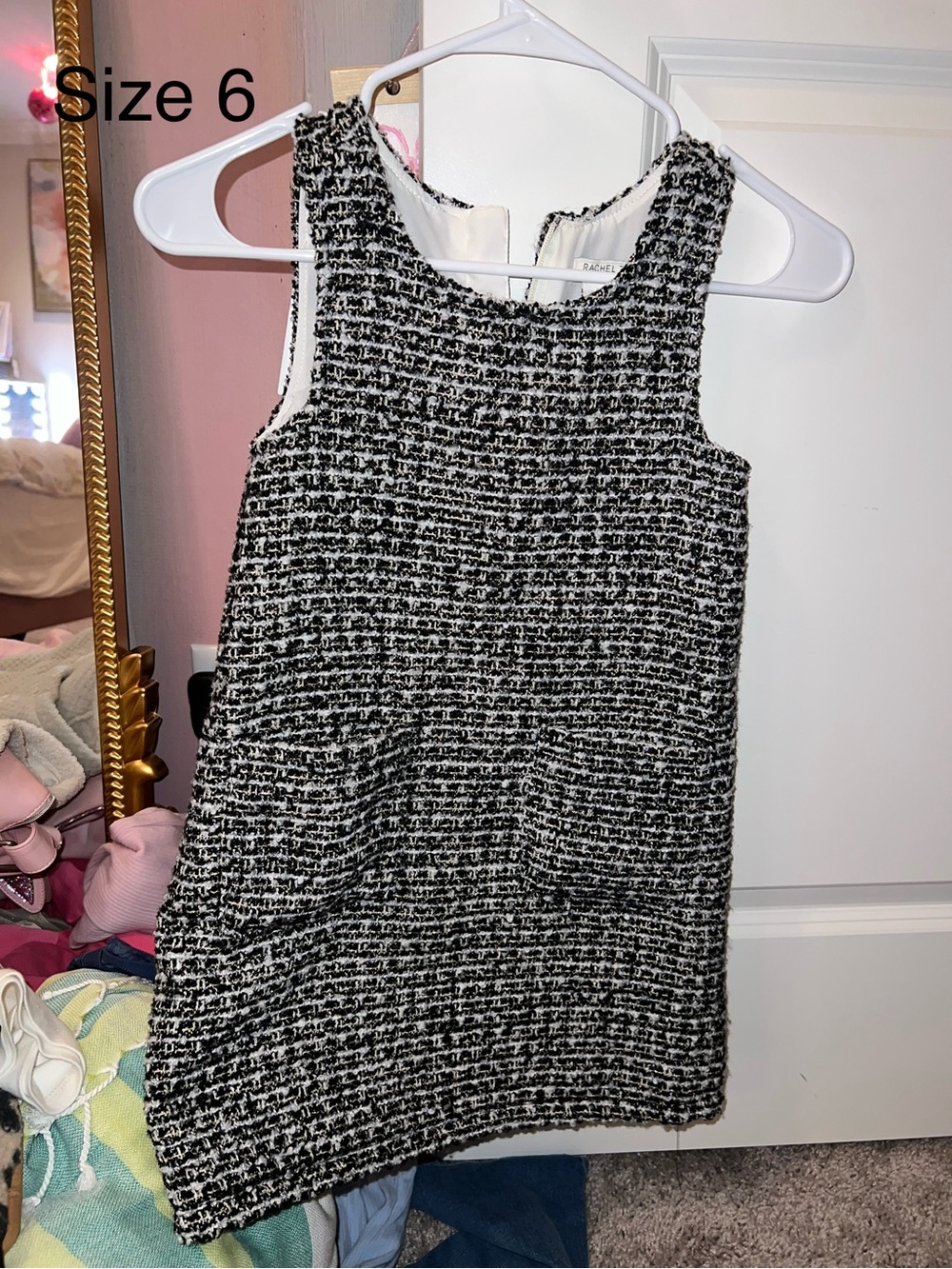 Rachel Zoe Black and White Tweed Shift Dress - Kids